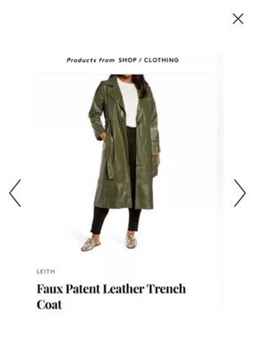 Leith Olive Green Leather Trench Coat